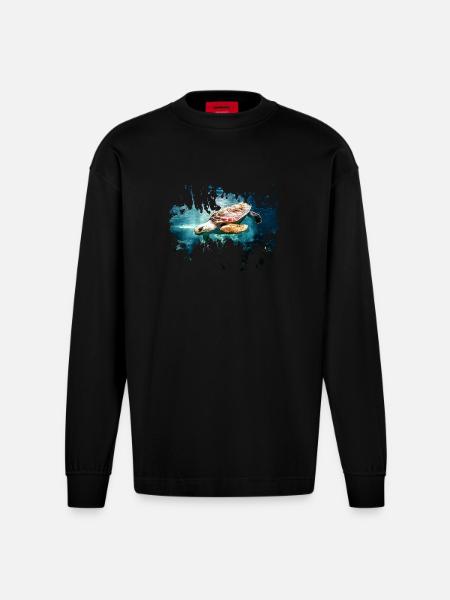 Petcontest turtle - Heavyweight Oversized Organic Longsleeve Shirt Made in EU - SOLID BLACK