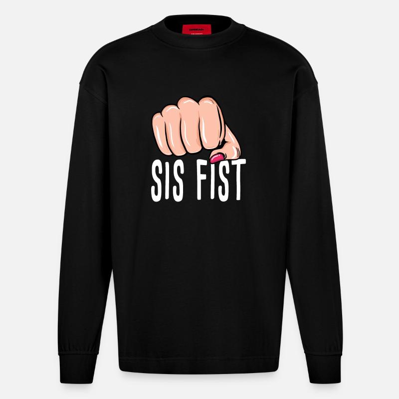Faust - Schwester Faust - Box - Boxen - Heavyweight Oversized Organic Langarmshirt Made in EU - SOLID BLACK