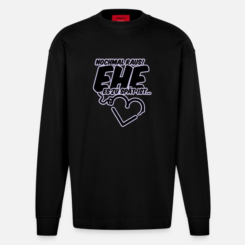 polterabend hochzeit junggesellenabschied - Heavyweight Oversized Organic Langarmshirt Made in EU - SOLID BLACK