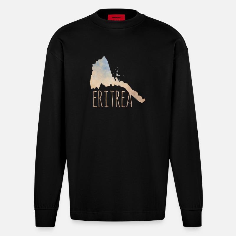 Eritrea - Heavyweight Oversized Organic Langarmshirt Made in EU - SOLID BLACK