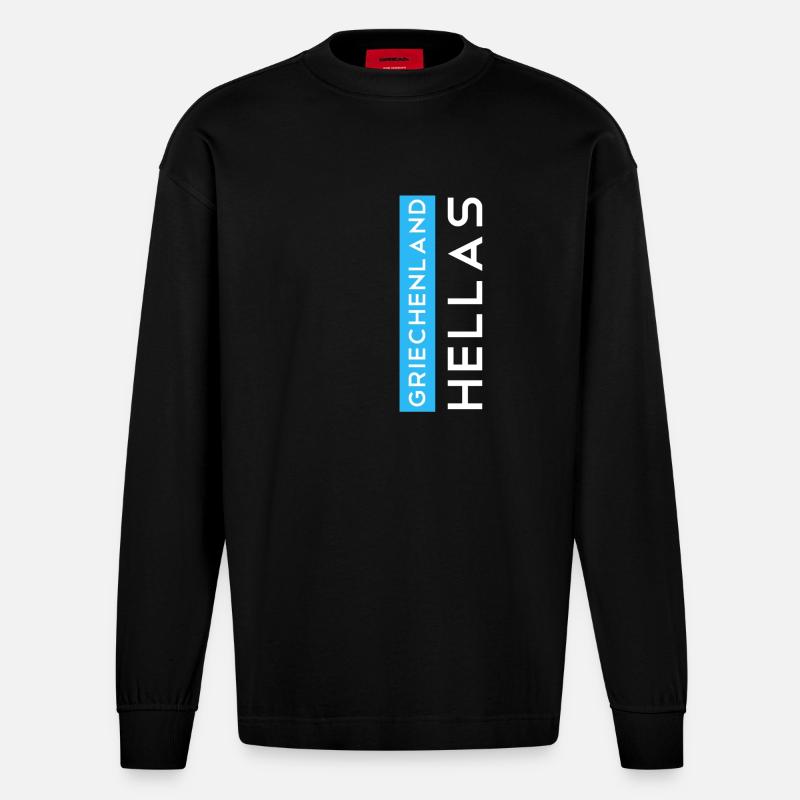 Grèce Hellas - Manches longues bio épais oversize fabriqué en UE - SOLID BLACK