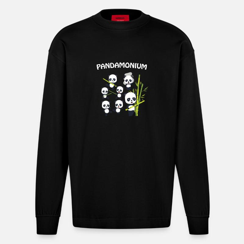 Panda - Heavyweight Oversized Organic Langarmshirt Made in EU - SOLID BLACK
