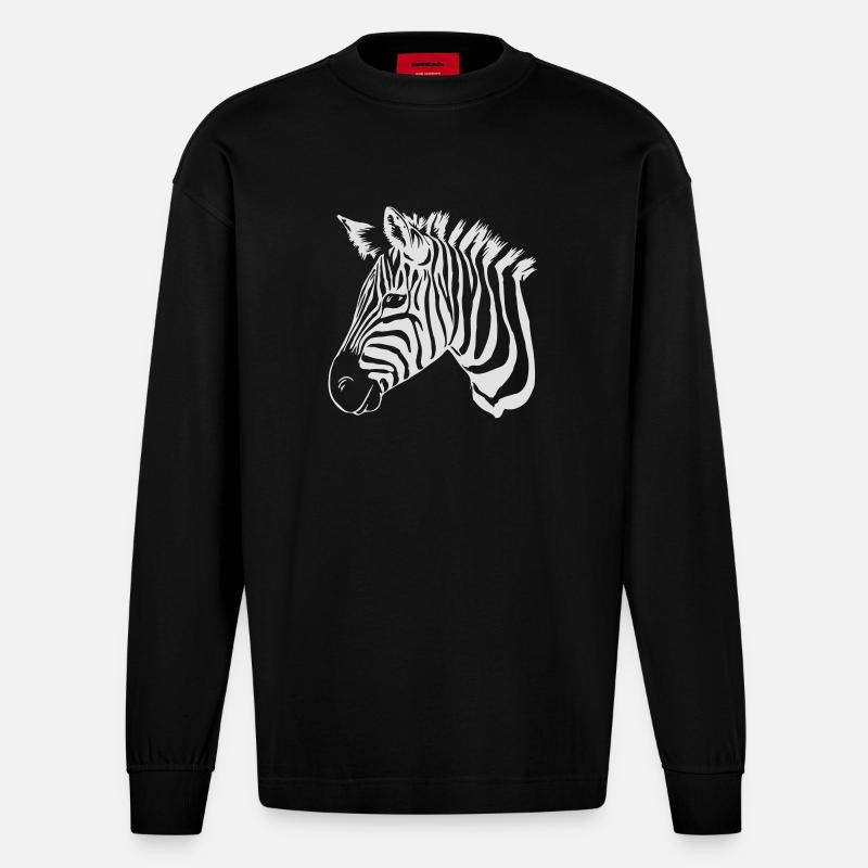 zebra light - Heavyweight Oversized Organic Langarmshirt Made in EU - SOLID BLACK