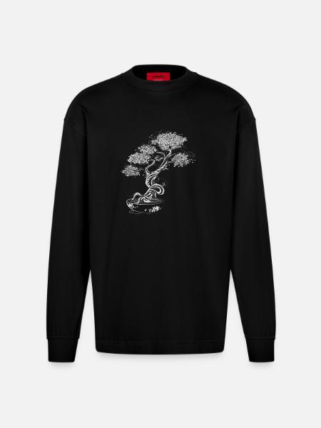Bonsaï - Manches longues bio épais oversize fabriqué en UE - SOLID BLACK
