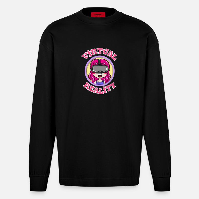 Game Zocken Geschenk - Heavyweight Oversized Organic Langarmshirt Made in EU - SOLID BLACK