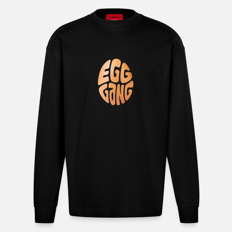 König der Eiertextur - Heavyweight Oversized Organic Langarmshirt Made in EU - SOLID BLACK
