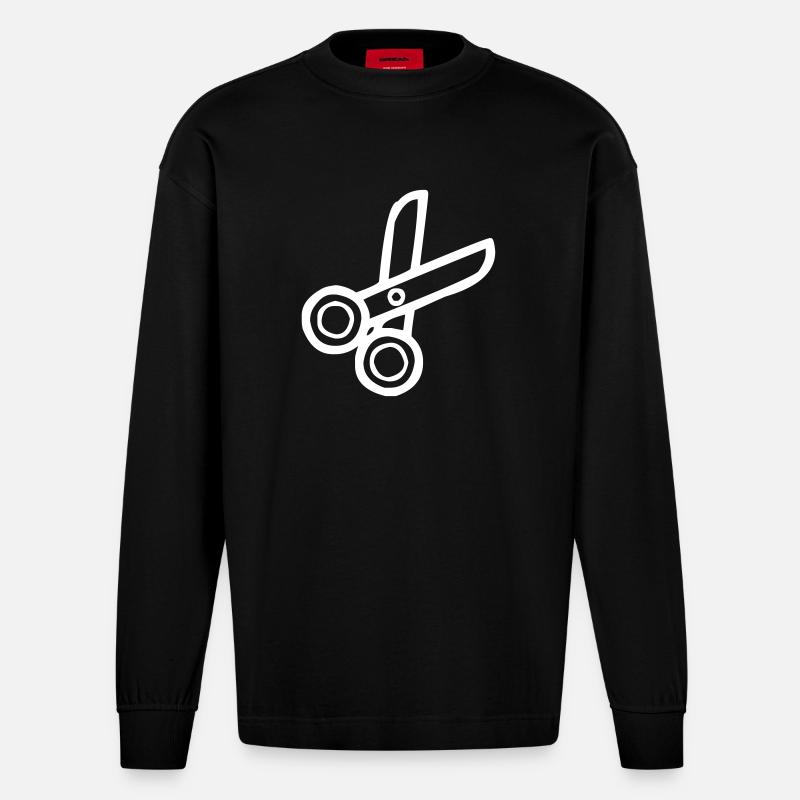 Scissors for cutting - Heavyweight Oversized Organic Longsleeve Shirt Made in EU - SOLID BLACK