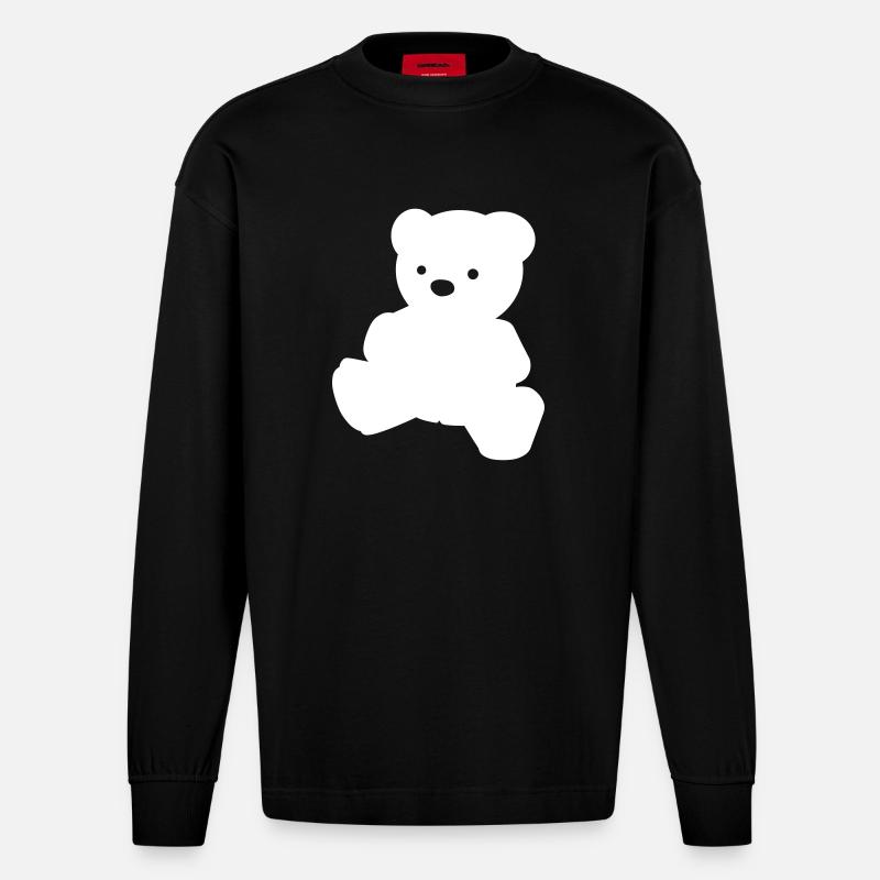 Ein einfacher Teddybär - Heavyweight Oversized Organic Langarmshirt Made in EU - SOLID BLACK