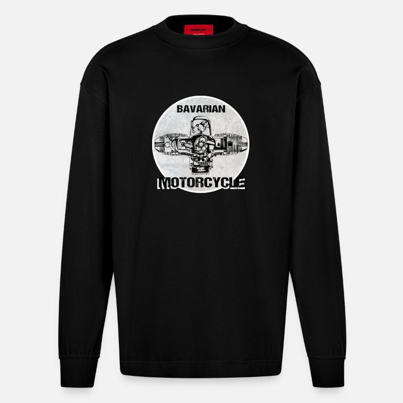 Moteur de boxe Bavarian Motorcycle - Manches longues bio épais oversize fabriqué en UE - SOLID BLACK