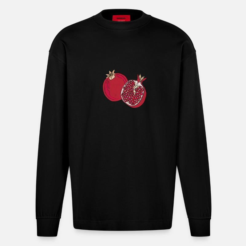 Grapefruit Sommer Frucht Lecker Spaß Geschenk - Heavyweight Oversized Organic Langarmshirt Made in EU - SOLID BLACK