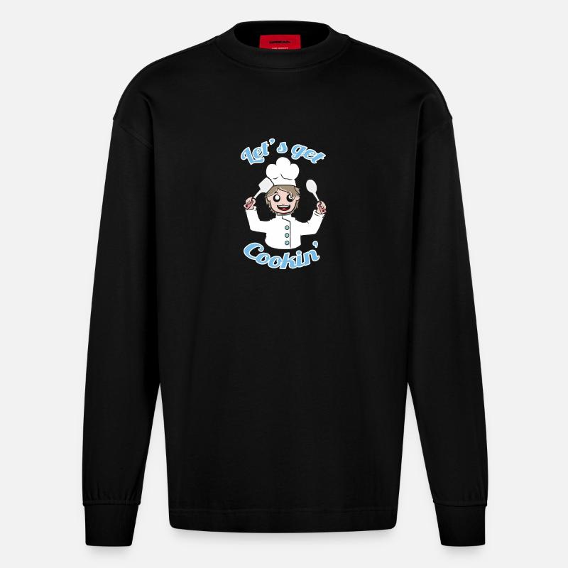 Lass uns kochen! - Heavyweight Oversized Organic Langarmshirt Made in EU - SOLID BLACK