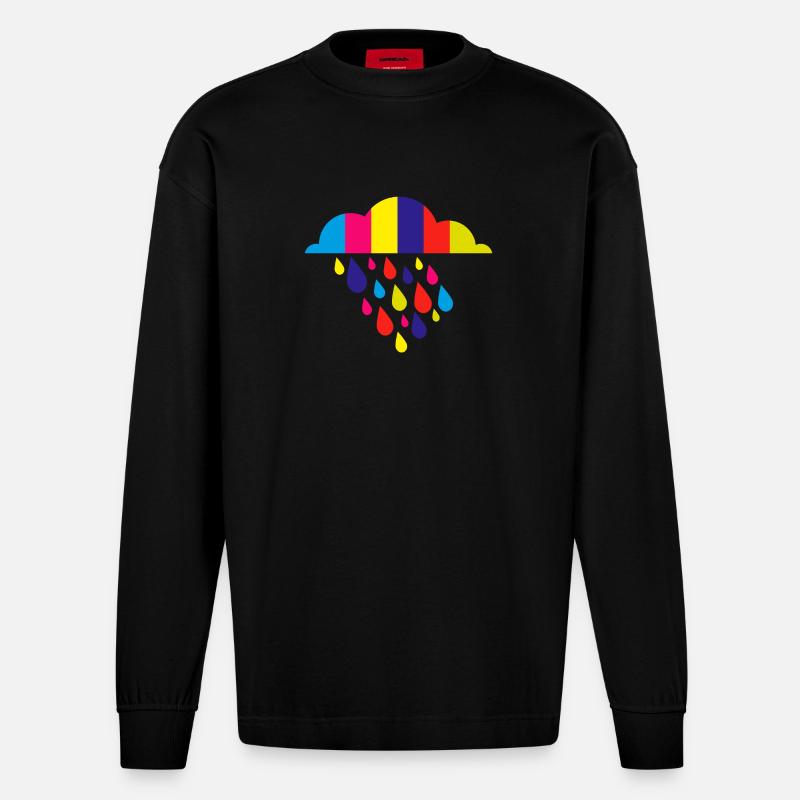 bunt herbst regen - Heavyweight Oversized Organic Langarmshirt Made in EU - SOLID BLACK