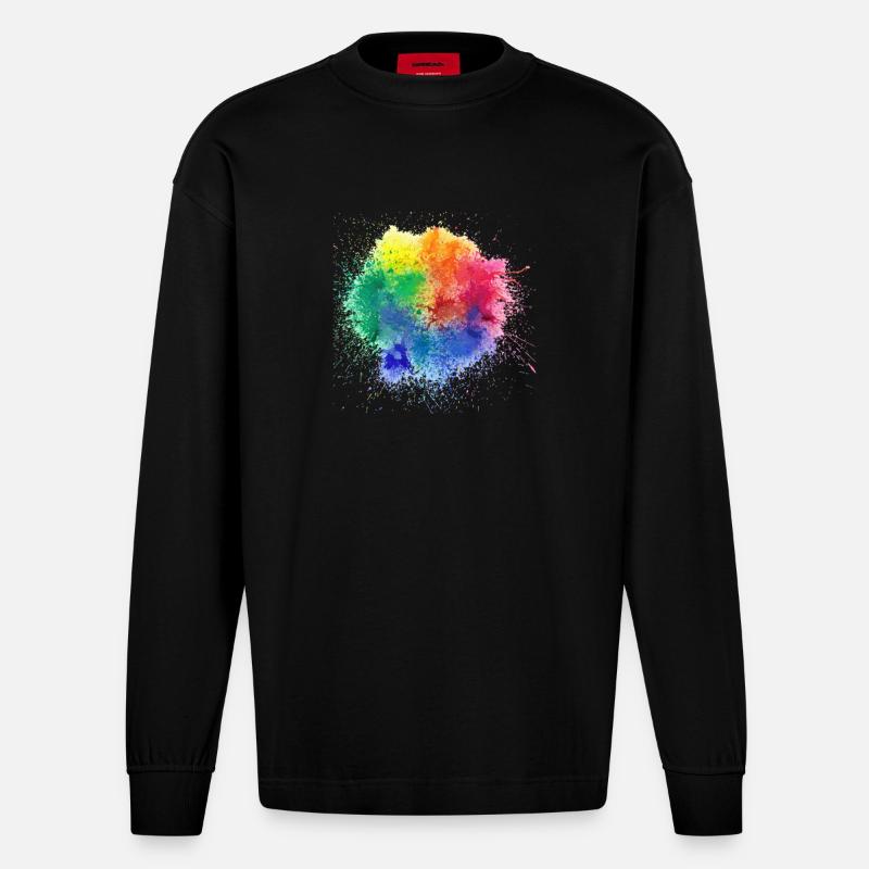 Pop de couleur Design - Manches longues bio épais oversize fabriqué en UE - SOLID BLACK
