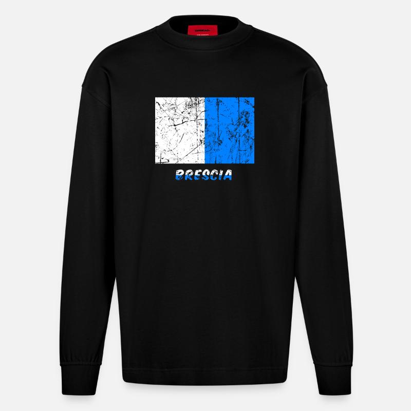 Drapeau Brescia drapeau Fahne drapeau drapeau - Manches longues bio épais oversize fabriqué en UE - SOLID BLACK