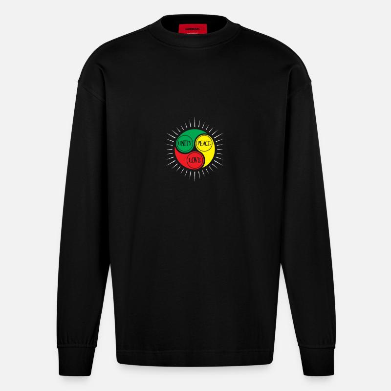 Mind Peace Love Triad Circle - Heavyweight Oversized Organic Langarmshirt Made in EU - SOLID BLACK