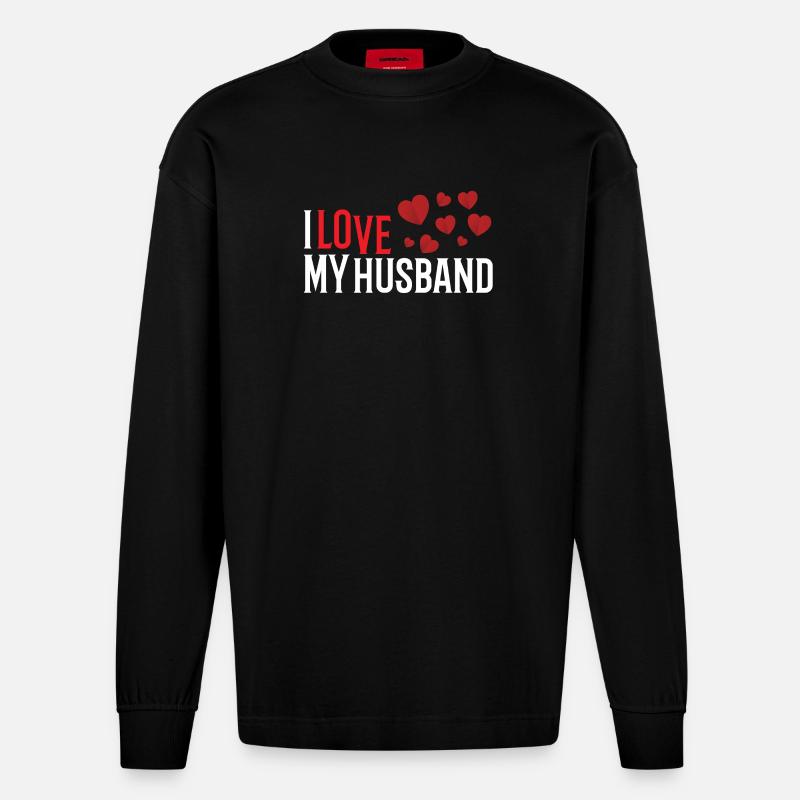 Ich liebe meinen Ehemann - Heavyweight Oversized Organic Langarmshirt Made in EU - SOLID BLACK