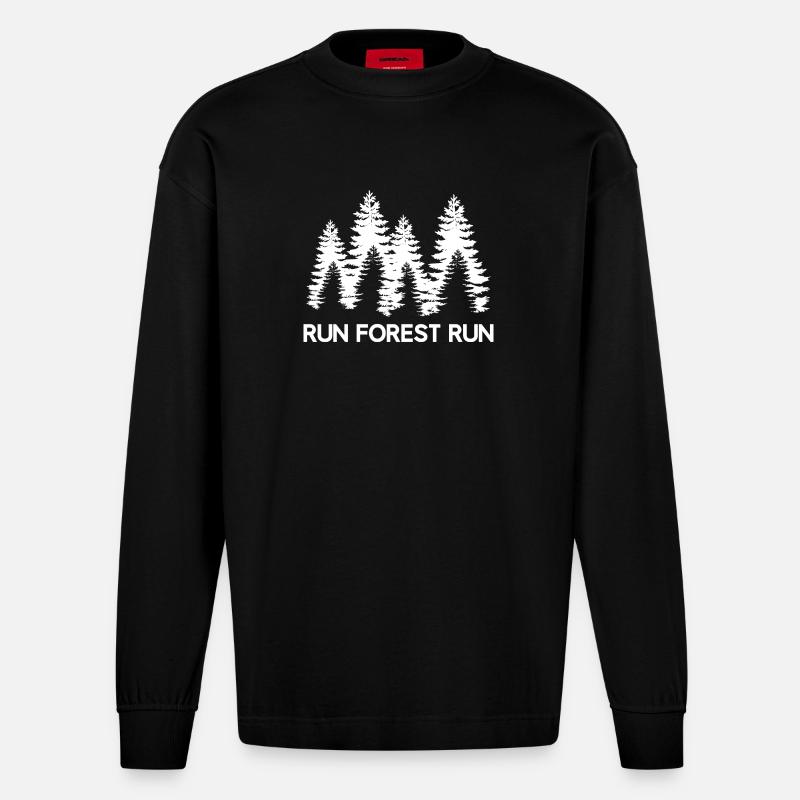 Run Forest Run - Heavyweight Oversized Organic Langarmshirt Made in EU - SOLID BLACK