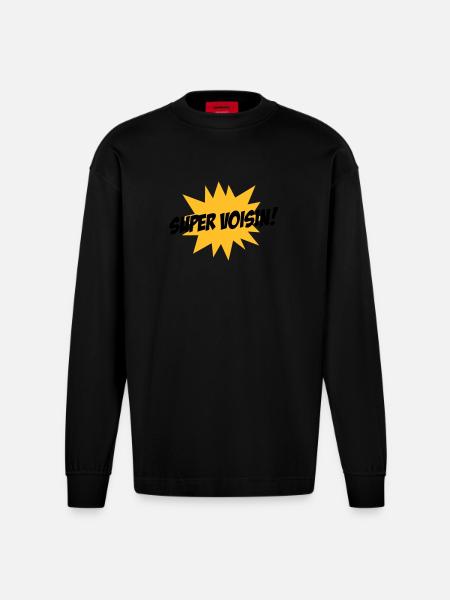 Super Voisin ! - Manches longues bio épais oversize fabriqué en UE - SOLID BLACK