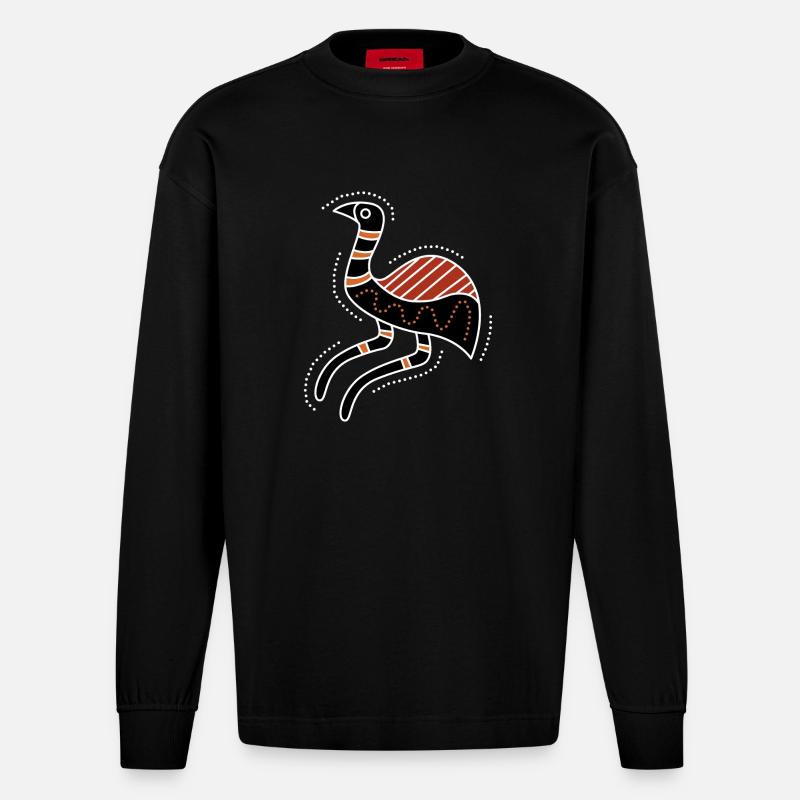 emu - Heavyweight Oversized Organic Langarmshirt Made in EU - SOLID BLACK