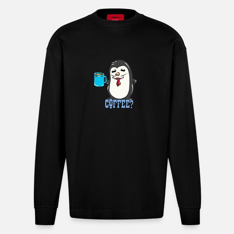 Pinguin - Heavyweight Oversized Organic Langarmshirt Made in EU - SOLID BLACK