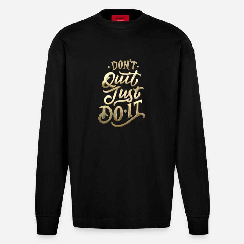 Ne quittez pas Gradient Script - Manches longues bio épais oversize fabriqué en UE - SOLID BLACK