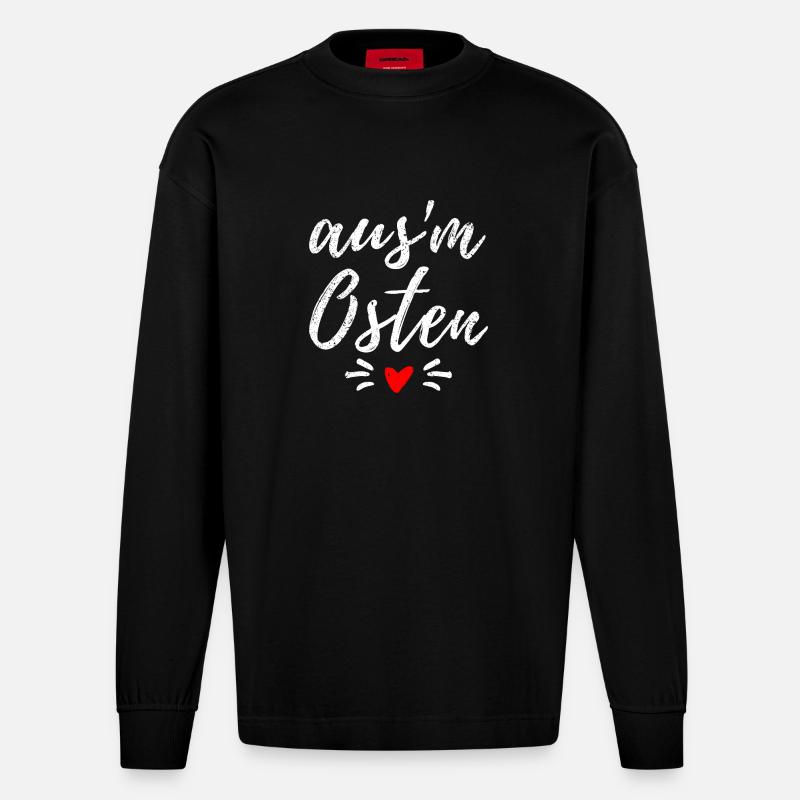 Osten - Ossi - Ost Deutschland - Mauerfall - Heavyweight Oversized Organic Langarmshirt Made in EU - SOLID BLACK