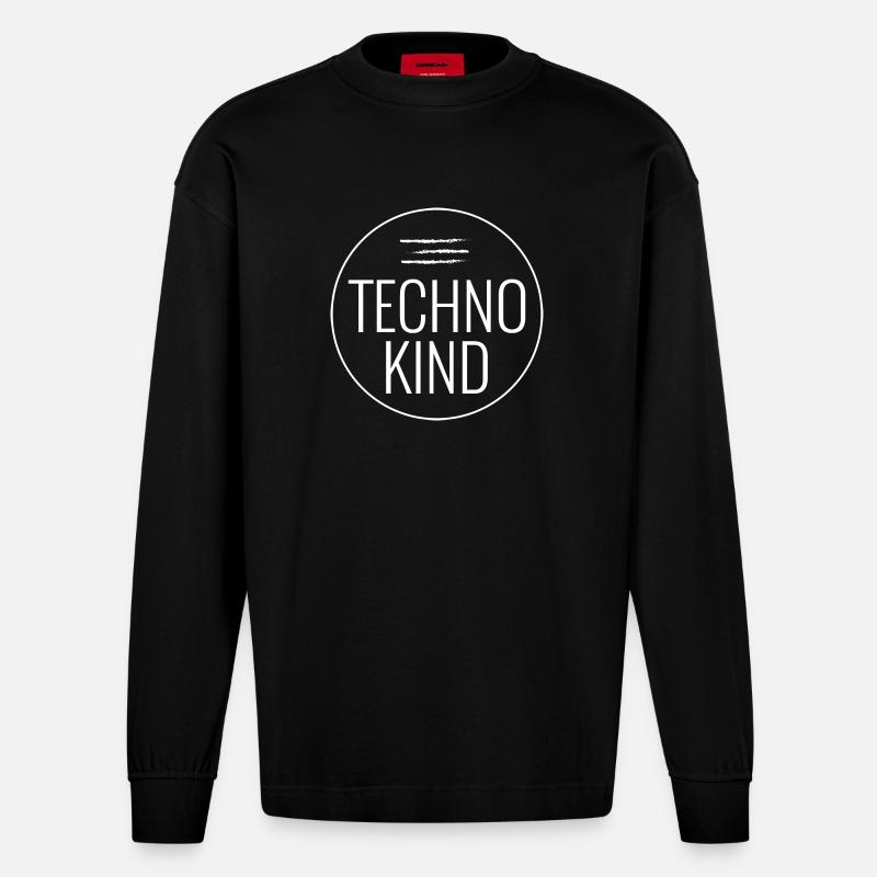 Techno Kind - Heavyweight Oversized Organic Langarmshirt Made in EU - SOLID BLACK