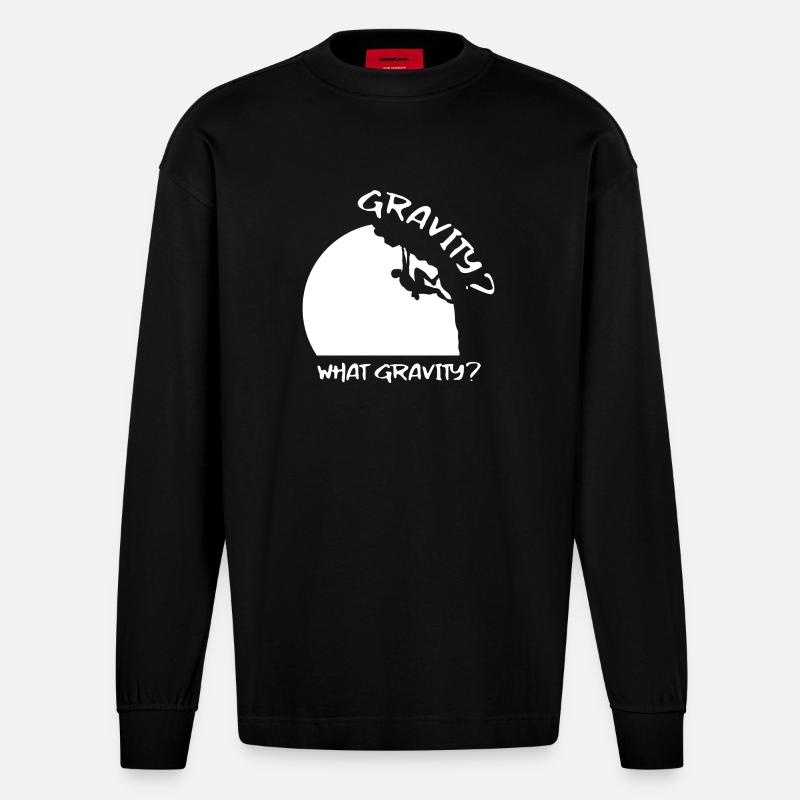 Felsklettern Bergsteigen Boulder Klettern Spruch - Heavyweight Oversized Organic Langarmshirt Made in EU - SOLID BLACK