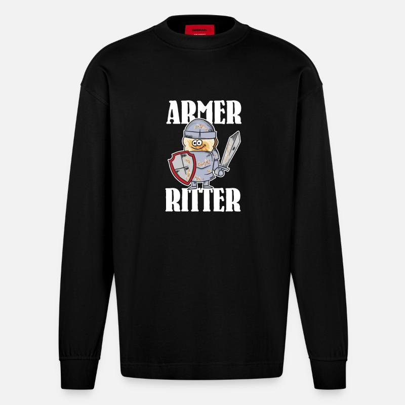 Armer Ritter, Frech Toast - Heavyweight Oversized Organic Langarmshirt Made in EU - SOLID BLACK