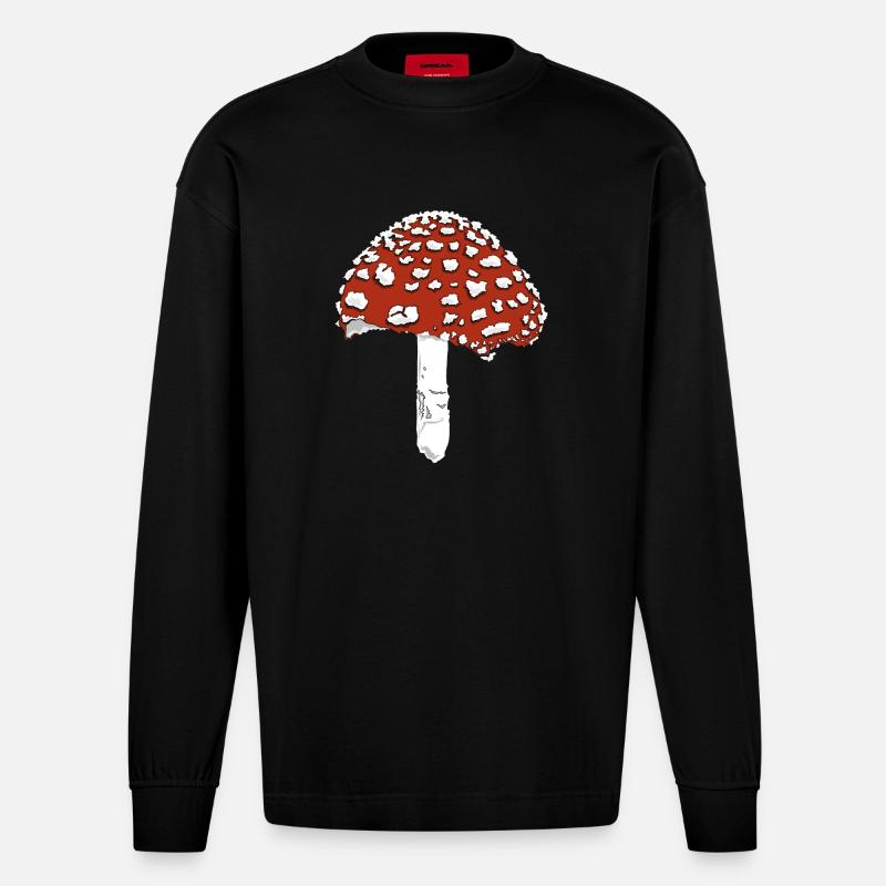 Toadstool toadstool amanita - Heavyweight Oversized Organic Longsleeve Shirt Made in EU - SOLID BLACK