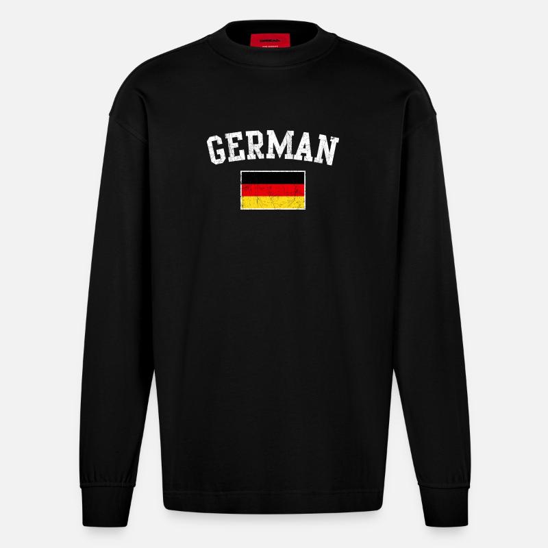 Bogen des deutschen Flaggenemblems - Heavyweight Oversized Organic Langarmshirt Made in EU - SOLID BLACK