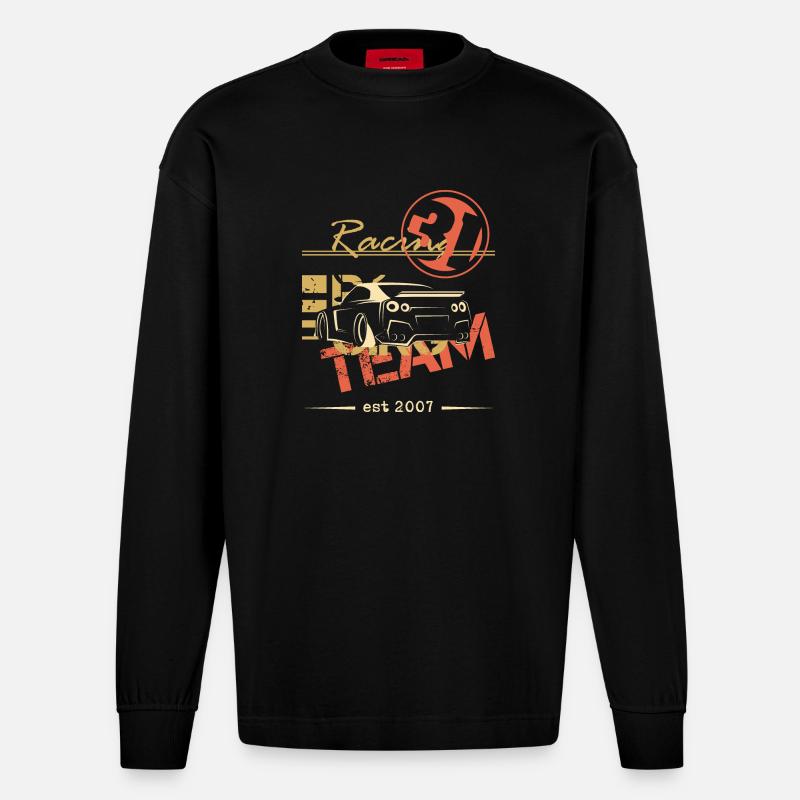 team racing gtr auto geschenkidee - Heavyweight Oversized Organic Langarmshirt Made in EU - SOLID BLACK