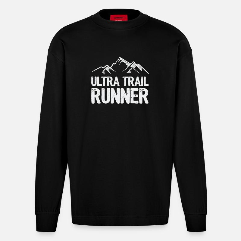 Ultra Trail Runner - Heavyweight Oversized Organic Langarmshirt Made in EU - SOLID BLACK