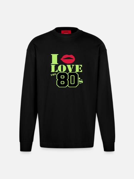 I love the 80s - Heavyweight Oversized Organic Longsleeve Shirt Made in EU - SOLID BLACK