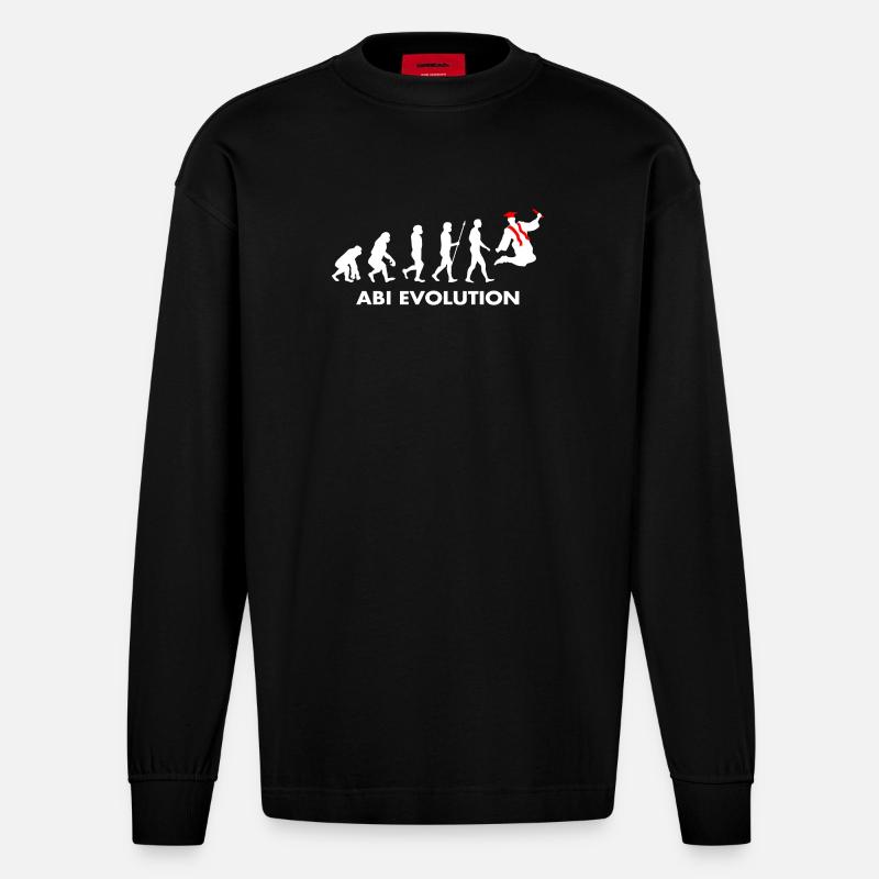 Abitur Abiturient Schulabschluss Evolution Abi - Heavyweight Oversized Organic Langarmshirt Made in EU - SOLID BLACK