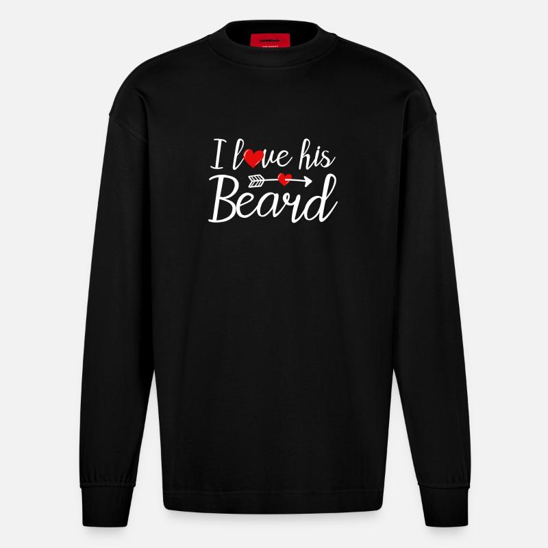 Beard bearded beard wearers - Heavyweight Oversized Organic Longsleeve Shirt Made in EU - SOLID BLACK