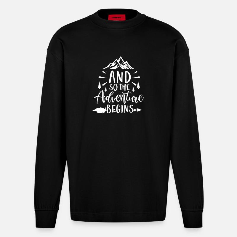 Und so beginnt das Abenteuer - Heavyweight Oversized Organic Langarmshirt Made in EU - SOLID BLACK