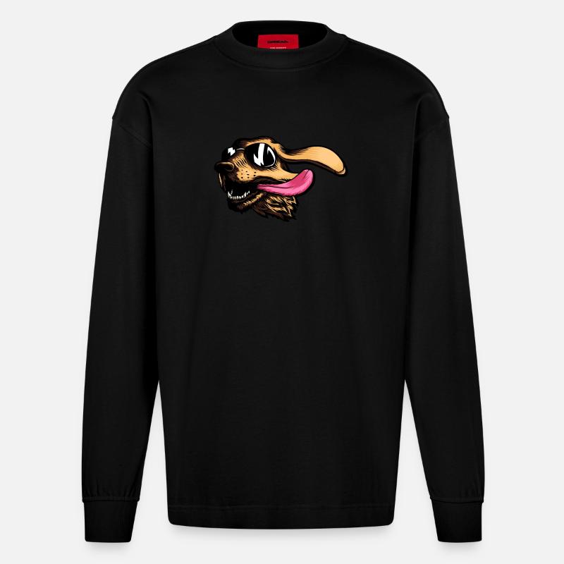 Hund Hunde - Heavyweight Oversized Organic Langarmshirt Made in EU - SOLID BLACK