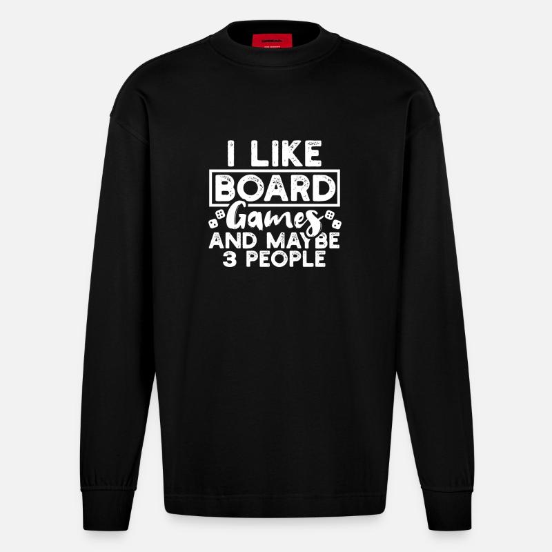 Gesellschaftsspiele Brettspiele - Heavyweight Oversized Organic Langarmshirt Made in EU - SOLID BLACK