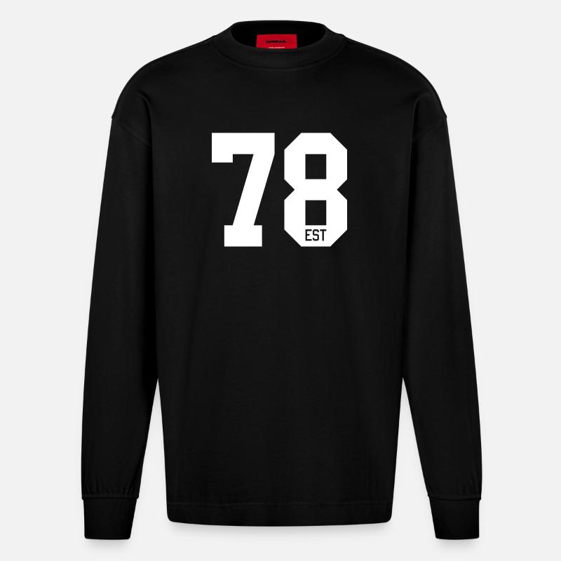 78 EST Bold Typography - Heavyweight Oversized Organic Langarmshirt Made in EU - SOLID BLACK