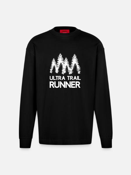 Ultra Trail Runner - Heavyweight Oversized Organic Longsleeve Shirt Made in EU - SOLID BLACK