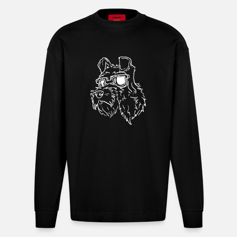 Schnauzer - Heavyweight Oversized Organic Langarmshirt Made in EU - SOLID BLACK