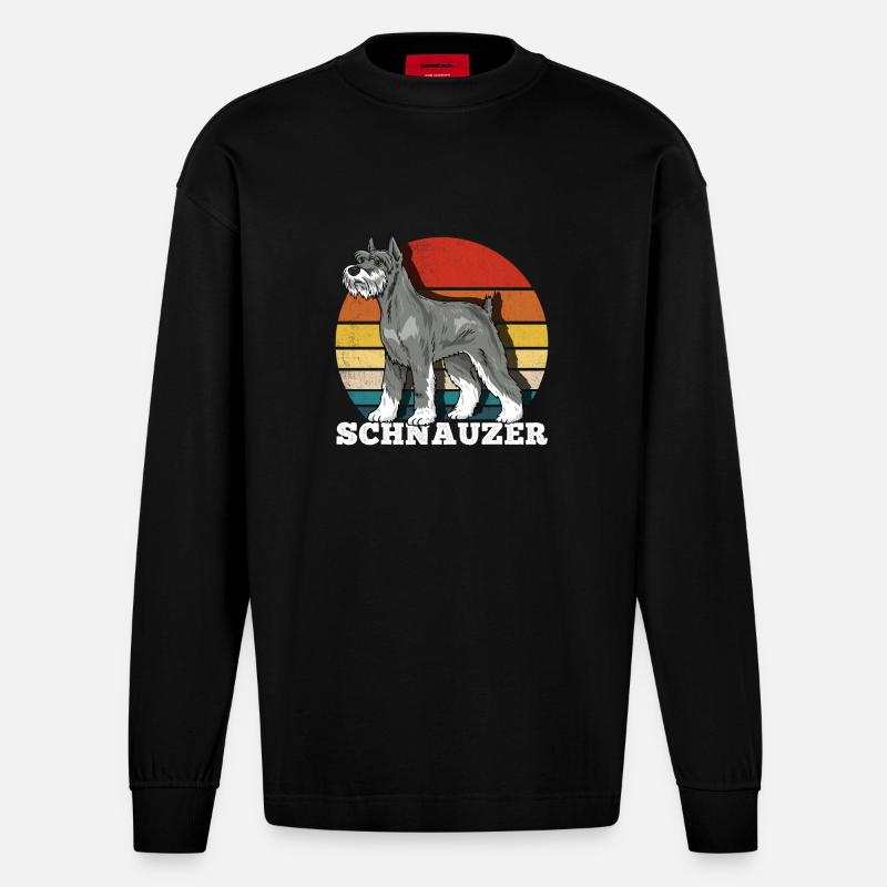 Schnauzer Retro - Heavyweight Oversized Organic Langarmshirt Made in EU - SOLID BLACK