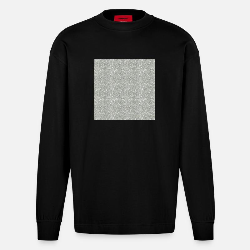 Gemusterter Granitstein in Grautönen - Heavyweight Oversized Organic Langarmshirt Made in EU - SOLID BLACK