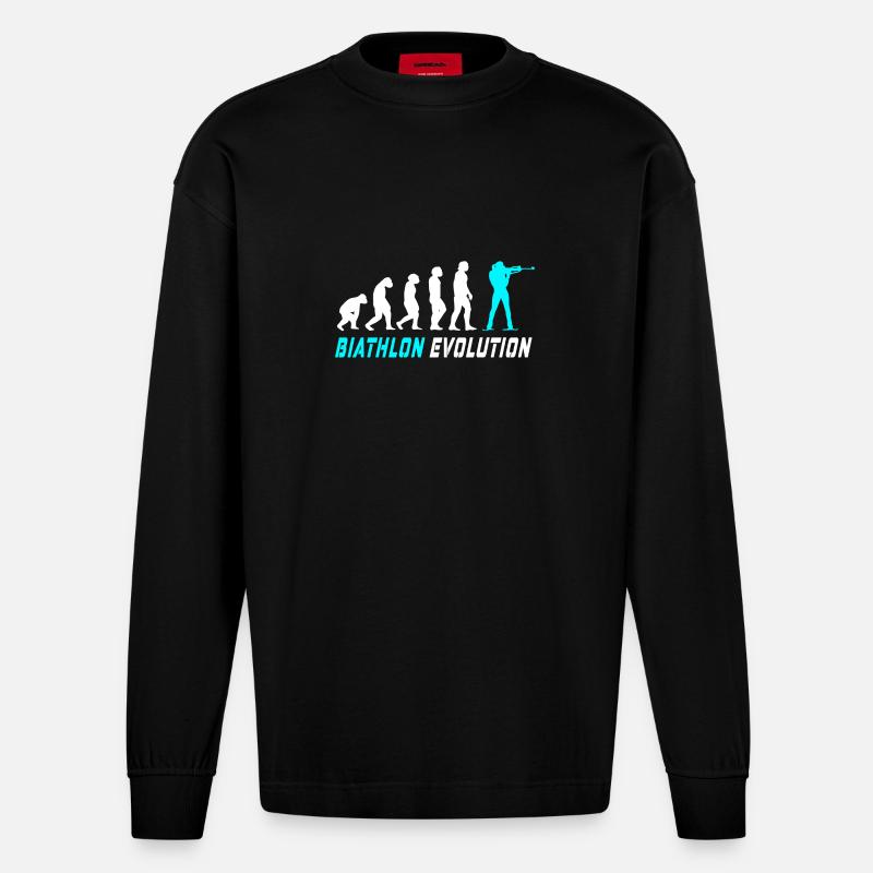 Conception / idée cadeau Evolution biathlon - Manches longues bio épais oversize fabriqué en UE - SOLID BLACK