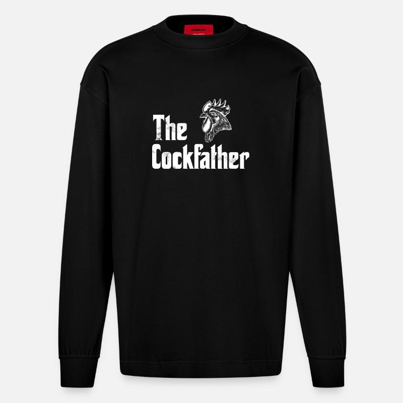Poulet poulet coq - Manches longues bio épais oversize fabriqué en UE - SOLID BLACK