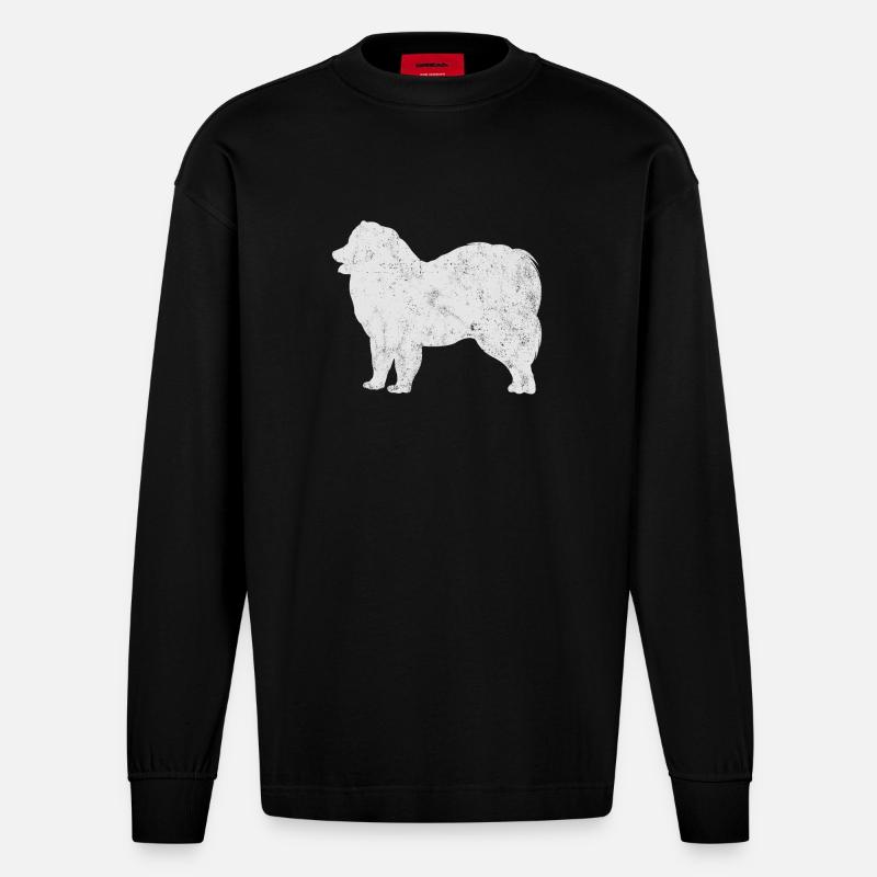 Samoyed Samoyed propriétaire de chien - Manches longues bio épais oversize fabriqué en UE - SOLID BLACK
