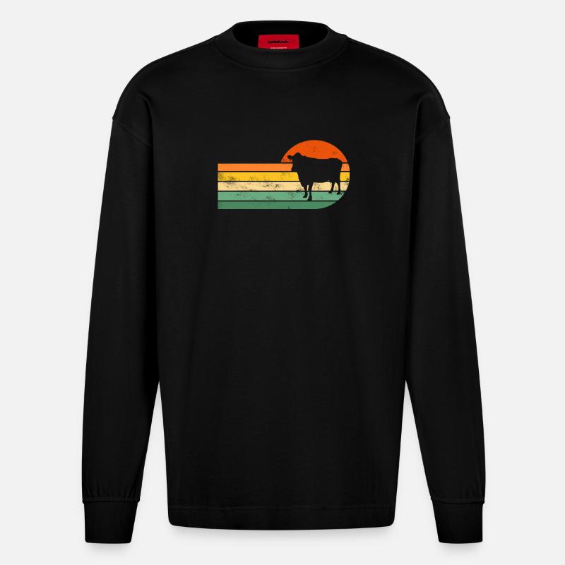 Kuh Kühe - Heavyweight Oversized Organic Langarmshirt Made in EU - SOLID BLACK