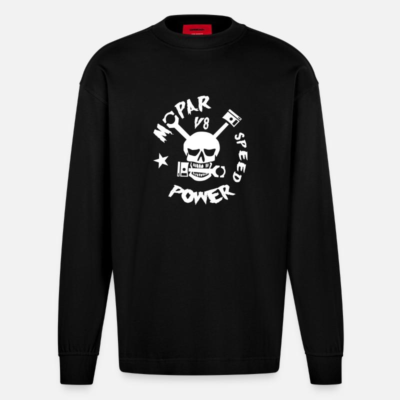 Mopar V8 Power - Heavyweight Oversized Organic Langarmshirt Made in EU - SOLID BLACK
