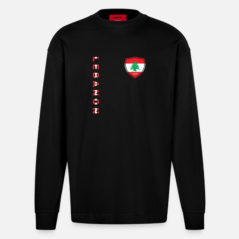 Libanon Beirut Libanese Libanesin Libanesisch LBN - Heavyweight Oversized Organic Langarmshirt Made in EU - SOLID BLACK